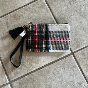Tartan plaid wristlet clutch NWT